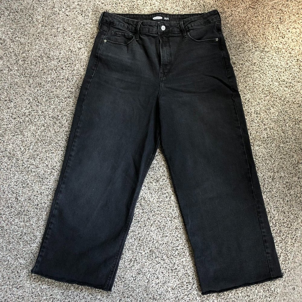 Black extra high waist wide leg jeans